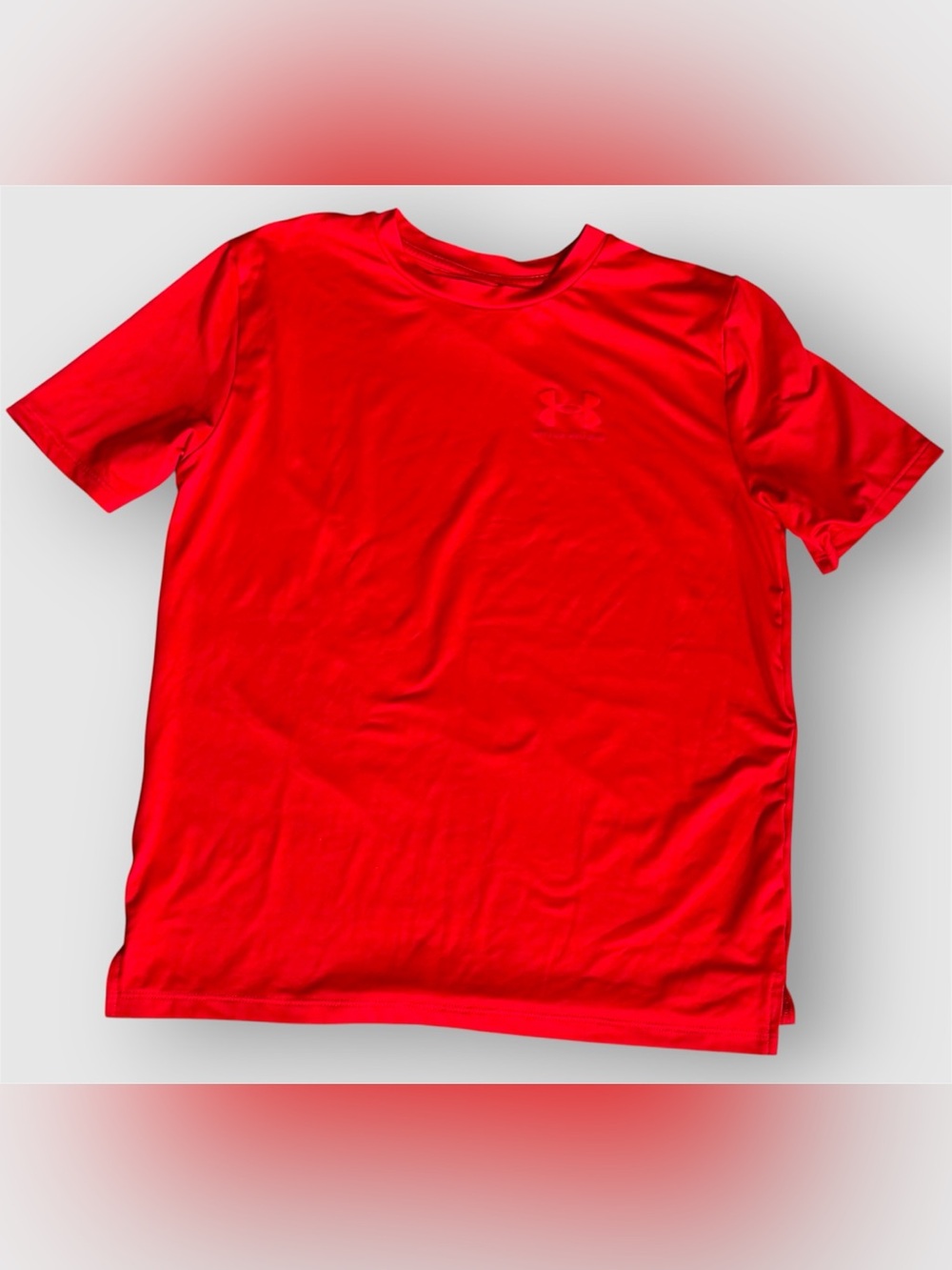 Under Armour Youth Large YL Red Short Sleeve Loose Fit Athletic Tee